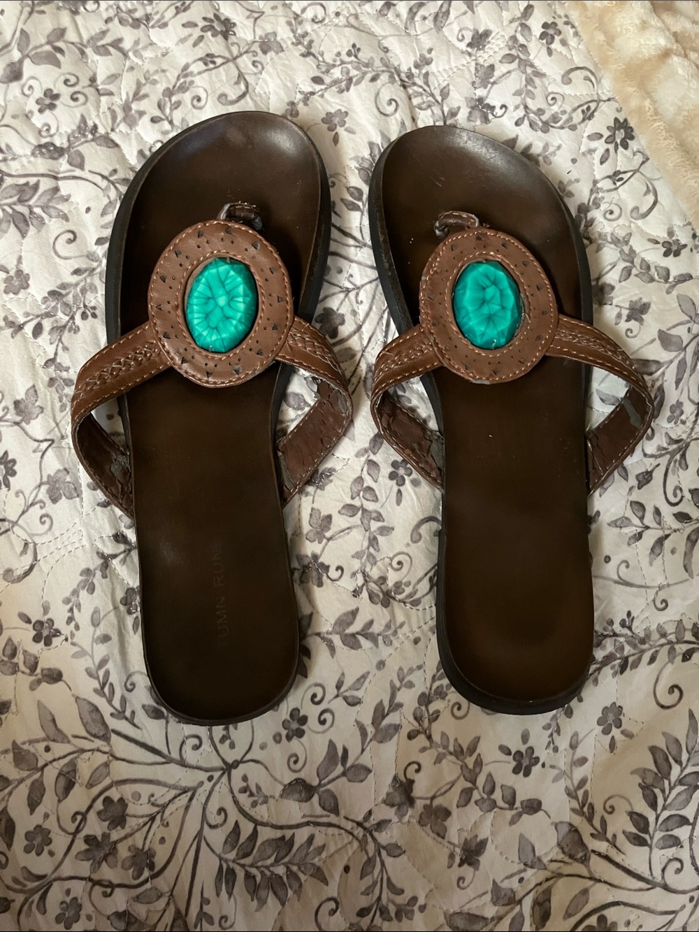 Women’s Brown Sandal with Turquoise Accent